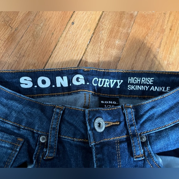 High Rise Denim Stretch Jeans | S.O.N.G Curvy Full Length Jeans Pants - Picture 3 of 7